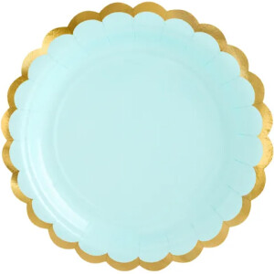 Πιάτα χάρτινα μέντα με χρυσό περίγραμμα 18cm 6τεμ PartyDeco