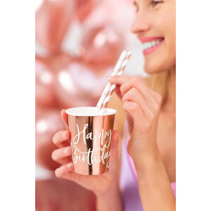 Alternative view of Ποτηράκια χάρτινα ροζ χρυσό Happy Birthday 260ml 6τεμ PartyDeco