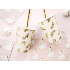 Alternative view of Ποτηράκια χάρτινα με φτερά χρυσά 220ml 6τεμ PartyDeco