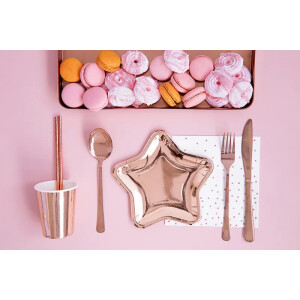 Alternative view of Πιάτα χάρτινα αστέρι ροζ χρυσό 18cm 6τεμ PartyDeco