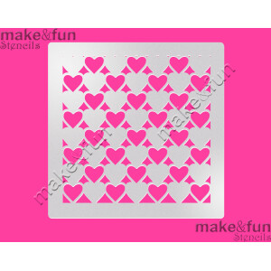 Στένσιλ καρδιές κενές-γεμάτες 14x14cm