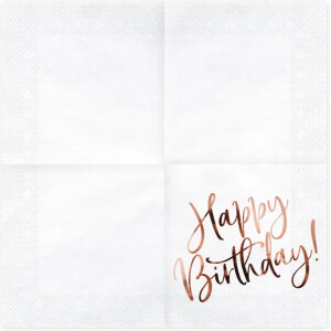 Alternative view of Χαρτοπετσέτες happy birthday ροζ χρυσό 33cm 20τεμ PartyDeco