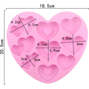 Alternative view of Φόρμα σιλικόνης καρδιές πομπέ διάφορες 9τεμ (σχήμα καρδιά)