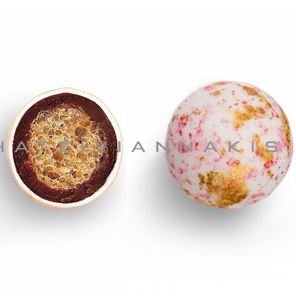 Κουφέτα Crispy πιτσιλωτό ροζ χρυσό 700γρ Χατζηγιαννάκη