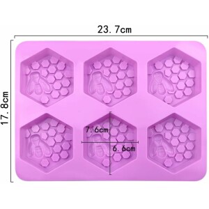 Alternative view of Φόρμα σιλικόνης κερύθρα εξάγωνη με μέλισσα 6τεμ