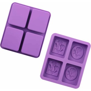Φόρμα σιλικόνης πλάκες ορθογώνιες με ανάγλυφα λουλούδια 4τεμ