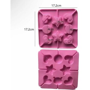 Alternative view of Φόρμα σιλικόνης γλυφιτζούρια στρόγγυλα-καρδιές- αστέρια 8τεμ