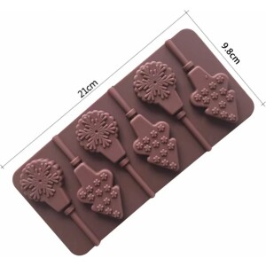 Alternative view of Φόρμα σιλικόνης χριστουγεννιάτικα γλυφιτζούρια δέντρα-χιονονιφάδες 6τεμ