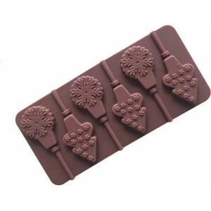 Φόρμα σιλικόνης χριστουγεννιάτικα γλυφιτζούρια δέντρα-χιονονιφάδες 6τεμ