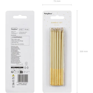 Κεριά χρυσά 14cm 12τεμ PartyDeco