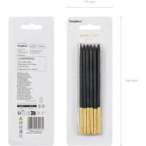 Alternative view of Κεριά μαύρα 14cm 12τεμ PartyDeco