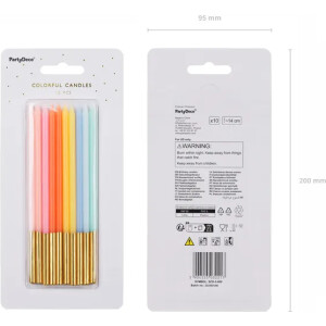 Κεριά πολύχρωμα 14cm 10τεμ PartyDeco