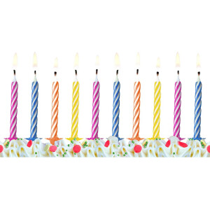 Κεριά πολύχρωμα ριγέ 6cm 10τεμ PartyDeco