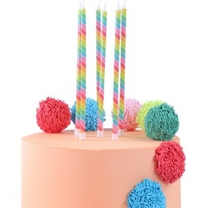 Κεριά πολύχρωμα ριγέ 18cm 6τεμ PME