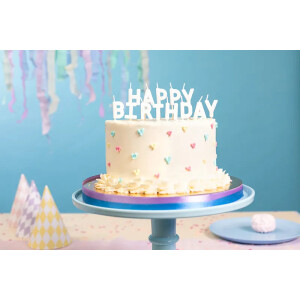 Κεριά Happy Birthday λευκό 2,5cm PartyDeco