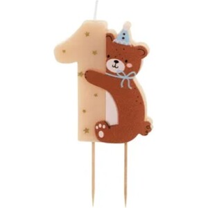 Κερί 1 με αρκουδάκι 7cm PartyDeco