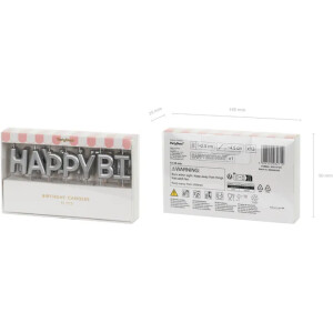 Alternative view of Κεριά Happy Birthday ασημί 2,5cm PartyDeco