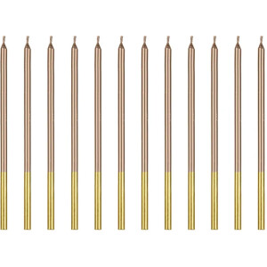 Alternative view of Κεριά ροζ χρυσό 14cm 12τεμ PartyDeco