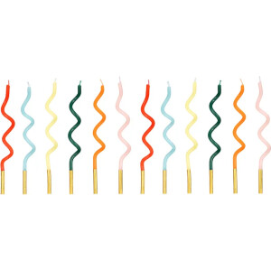 Κεριά curl πολύχρωμα 14cm 12τεμ PartyDeco