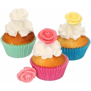 Alternative view of Τριαντάφυλλα ροζ κίτρινο φουξ λευκό 8τεμ Funcakes