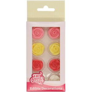 Τριαντάφυλλα ροζ κίτρινο φουξ λευκό 8τεμ Funcakes