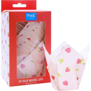 Θήκες για muffin τουλίπες με ράσπμπερυ 24τεμ PME