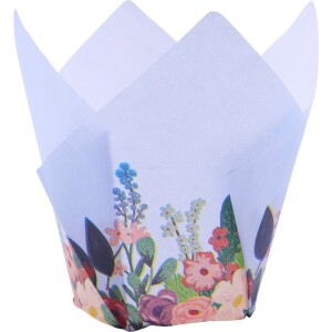 Alternative view of Θήκες για muffin τουλίπες λευκές με λουλούδια 24τεμ PME