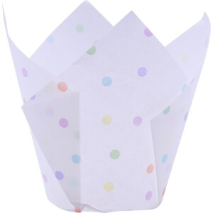 Alternative view of Θήκες για muffin τουλίπες πολύχρωμο πουά παστέλ 24τεμ PME