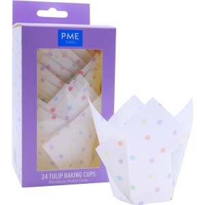 Θήκες για muffin τουλίπες πολύχρωμο πουά παστέλ 24τεμ PME