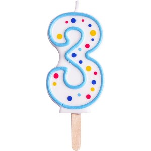 Κερί 3 γαλάζιο πουά 6,4cm PME