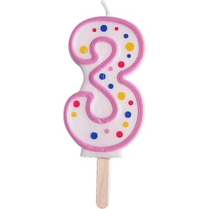 Κερί 3 ροζ πουά 6,4cm PME