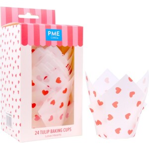Θήκες για muffin τουλίπες Love Hearts 24τεμ PME