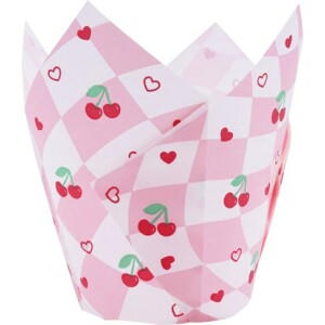 Alternative view of Θήκες για muffin τουλίπες Cherry Checkerboard 24τεμ PME