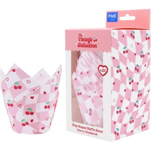 Θήκες για muffin τουλίπες Cherry Checkerboard 24τεμ PME