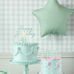 Alternative view of Κεριά Happy Birthday πράσινο ανοικτό 2,5cm PartyDeco