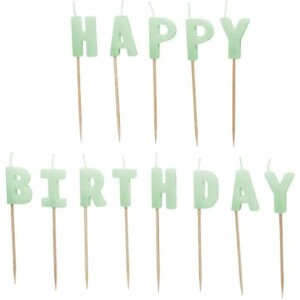 Κεριά Happy Birthday πράσινο ανοικτό 2,5cm PartyDeco
