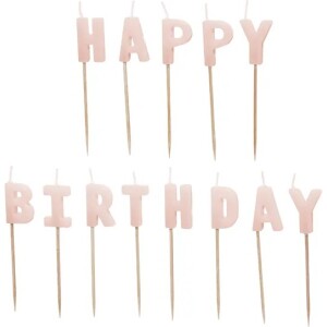 Κεριά Happy Birthday ροζ 2,5cm PartyDeco