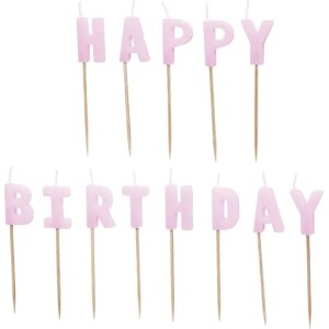 Κεριά Happy Birthday λιλά 2,5cm PartyDeco