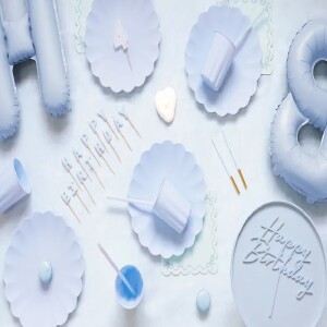 Alternative view of Κεριά Happy Birthday γαλάζιο 2,5cm PartyDeco