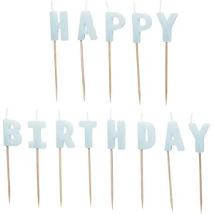 Κεριά Happy Birthday γαλάζιο 2,5cm PartyDeco