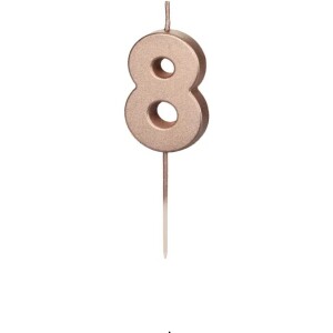 Κερί 8 ροζ χρυσό 4,5cm PartyDeco