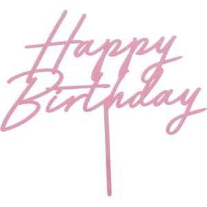 Topper Happy Birthday ροζ ακρυλικό 16cm PartyDeco