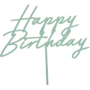Topper Happy Birthday πράσινο ανοικτό ακρυλικό 16cm PartyDeco
