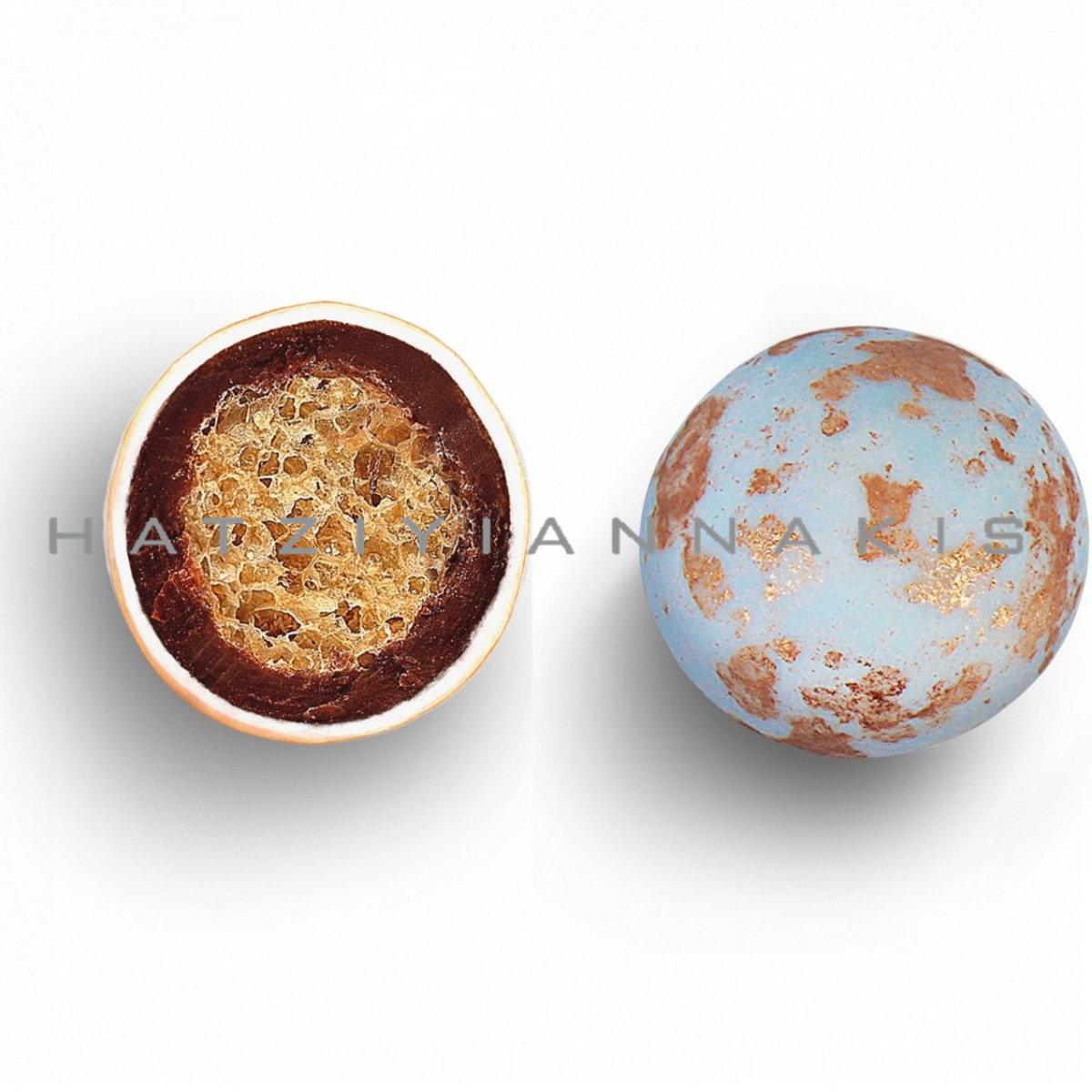 Κουφέτα Crispy twist γαλάζιο χάλκινο πιτσιλωτό 700γρ Χατζηγιαννάκη