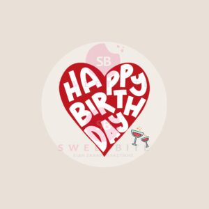 Αυτοκόλλητα Happy Birthday κόκκινη καρδιά 25 τεμ