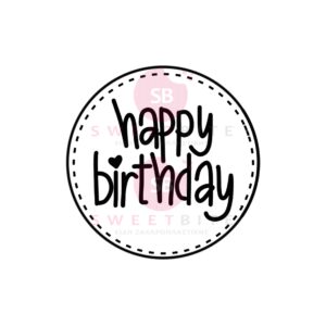 Αυτοκόλλητα Happy Birthday λευκό - μαύρο 25 τεμ