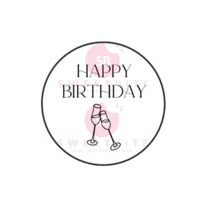 Αυτοκόλλητα Happy Birthday λευκό - μαύρο minimal 25 τεμ