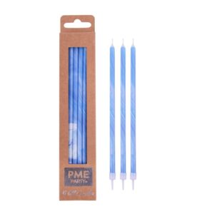 Κεριά μπλε marble 18cm 6τεμ PME