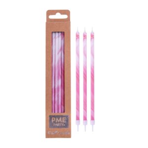 Κεριά ροζ marble 18cm 6τεμ PME