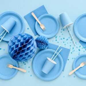 Alternative view of Πιάτα χάρτινα γαλάζια 23cm 6τεμ PartyDeco